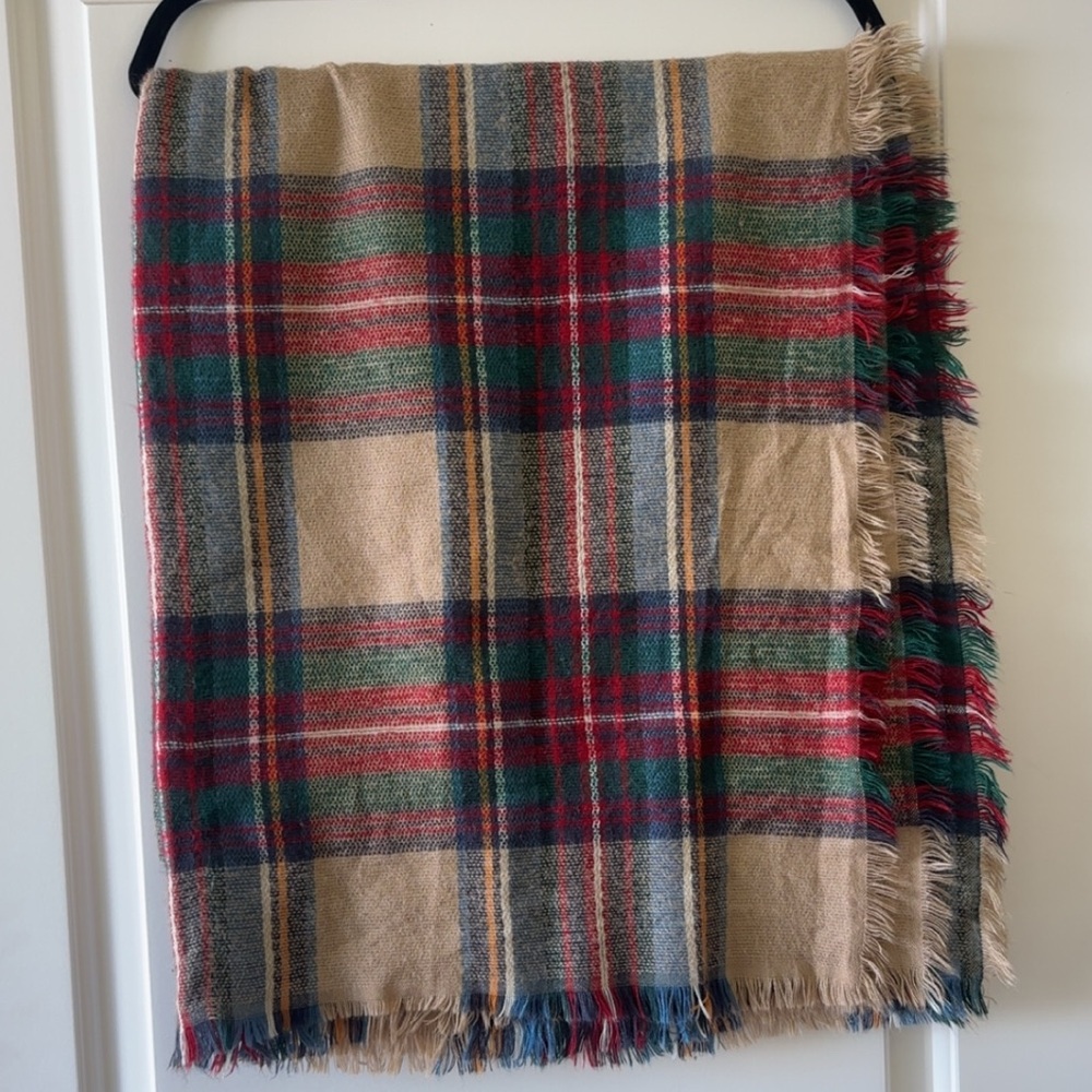Plaid Fringe Scarf